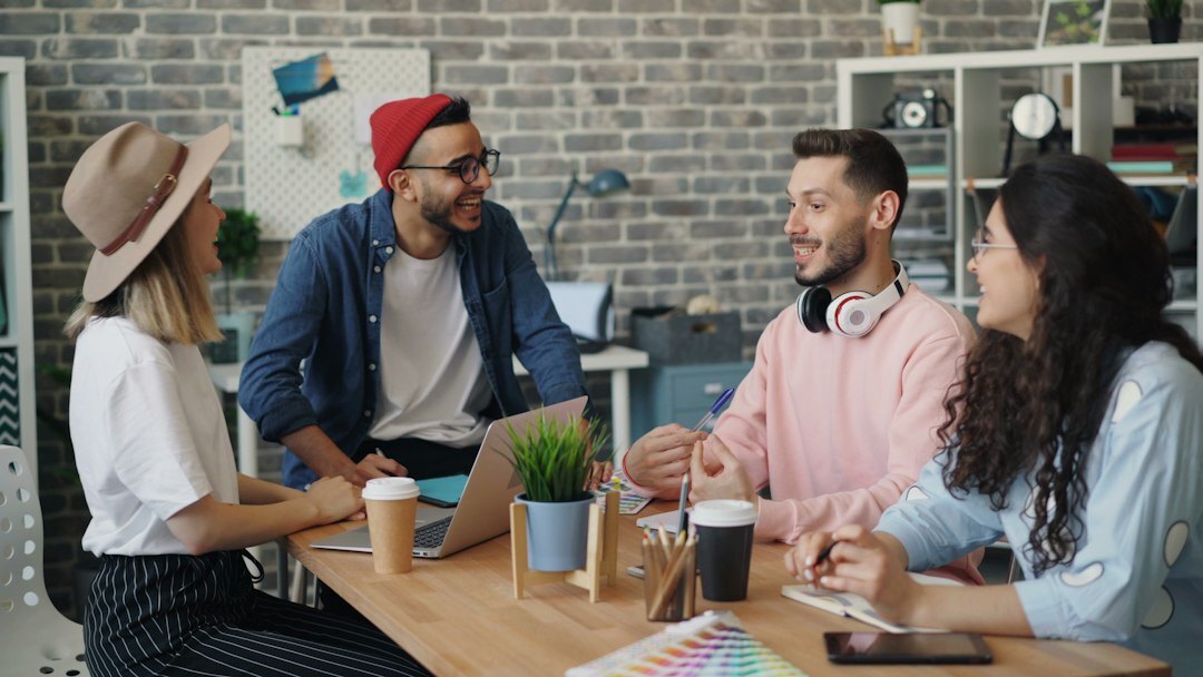 group of friends discussing trends