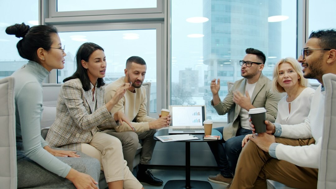 diverse people talking