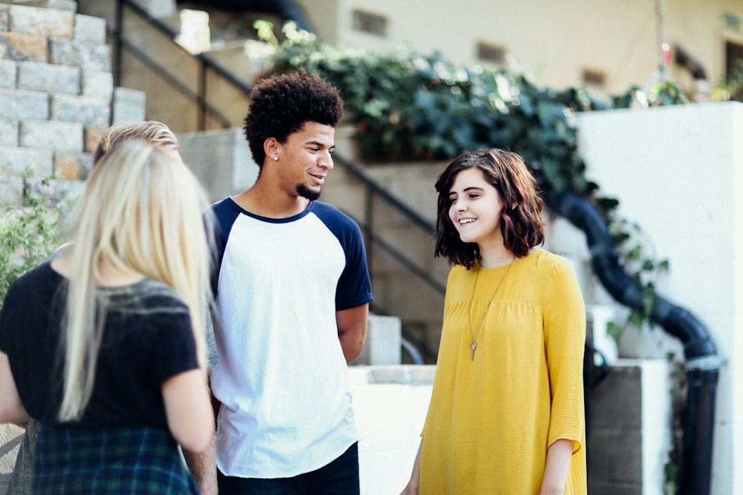group of teens discussing